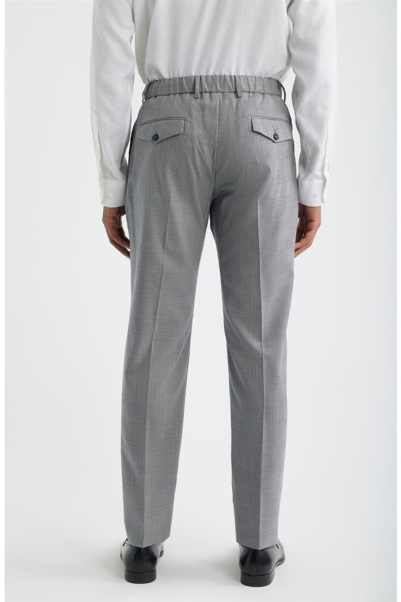 Nova Grey Glen Check Pleated Wool & Cotton Drawstring Dress Pants, Alternate, color, NAVY