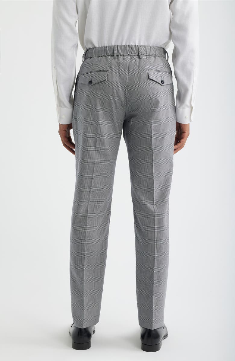 Zanella Nova Grey Glen Check Pleated Wool & Cotton Drawstring Dress Pants, Alternate, color, Navy