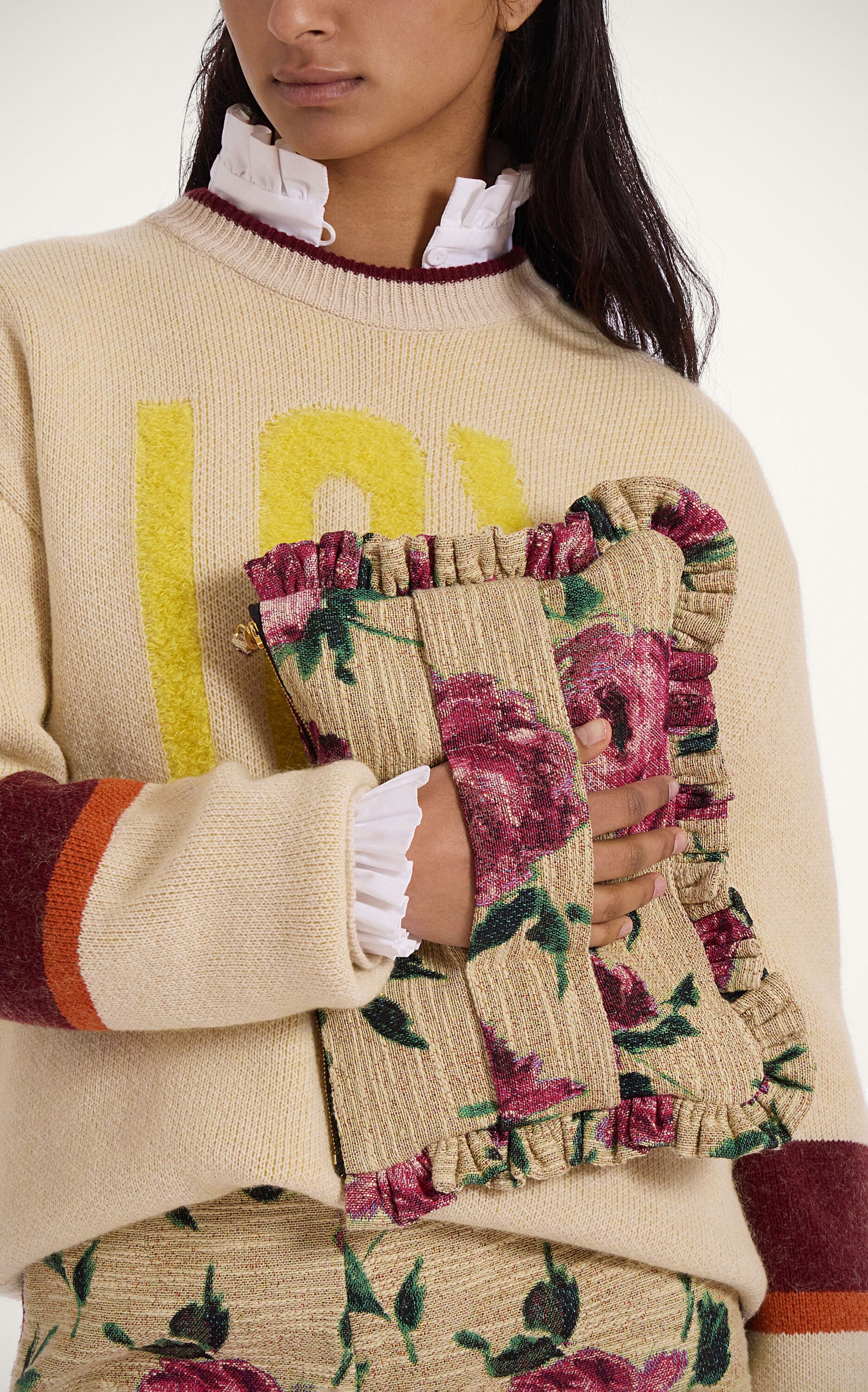 La DoubleJ Hand Pochette, Main, color, Roses Light Beige