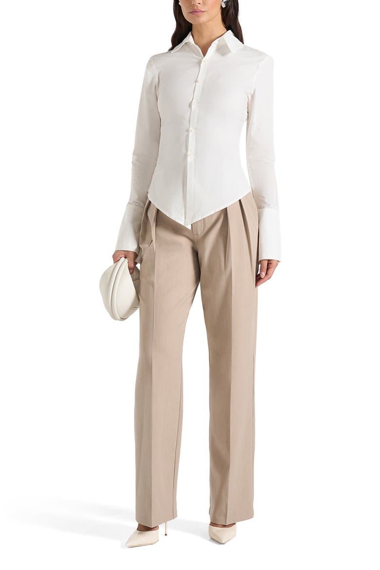 Sonia Tailored Cotton Cinch Shirt, Main, color, Off White