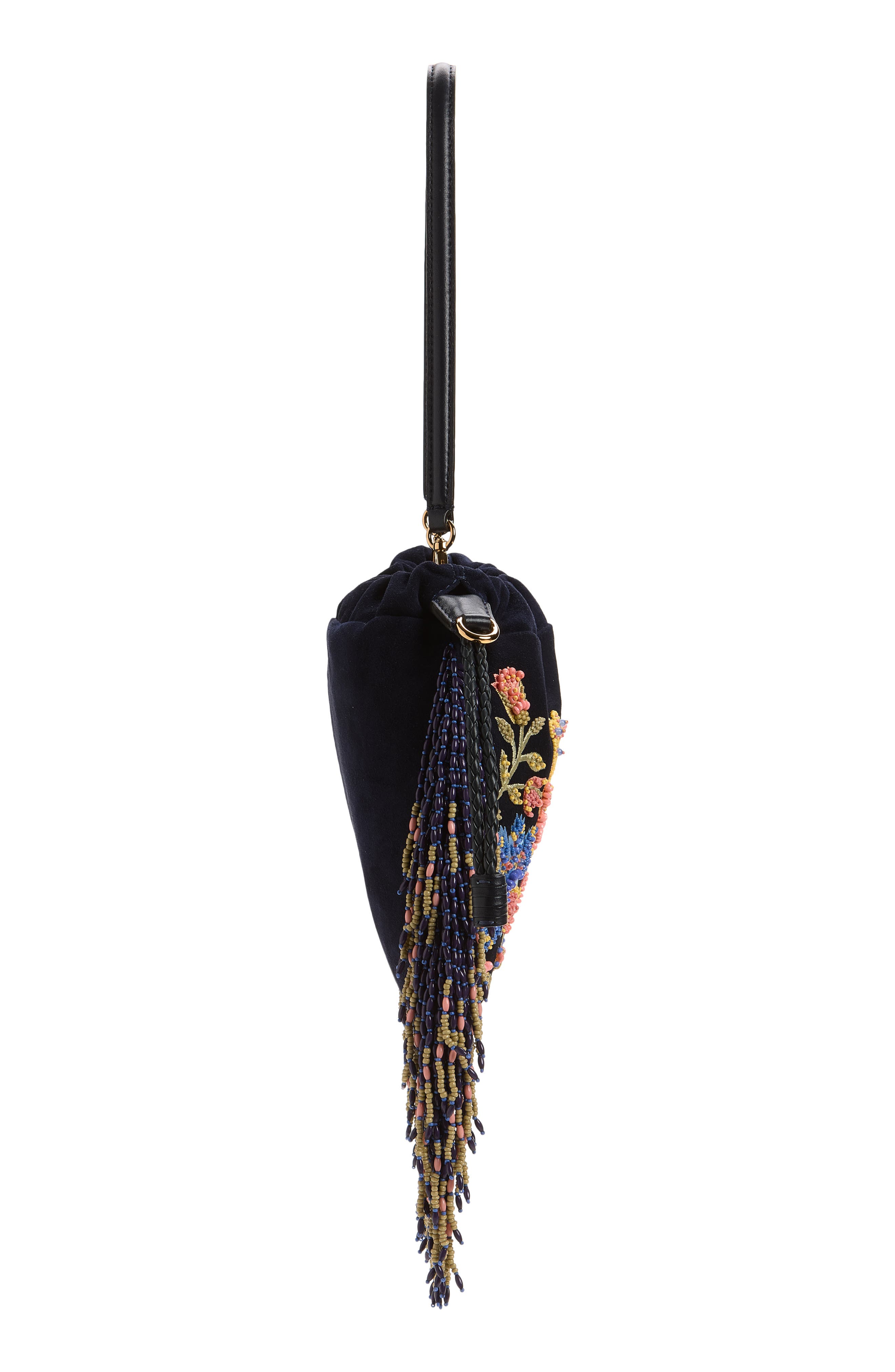 Kalispera Beaded Fringe Suede Shoulder Bag, Alternate, color, BLUE