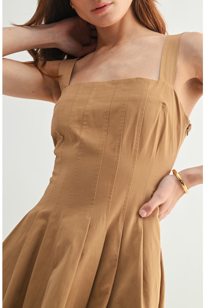 Pleated Cotton Midi Dress, Alternate, color, TAUPE