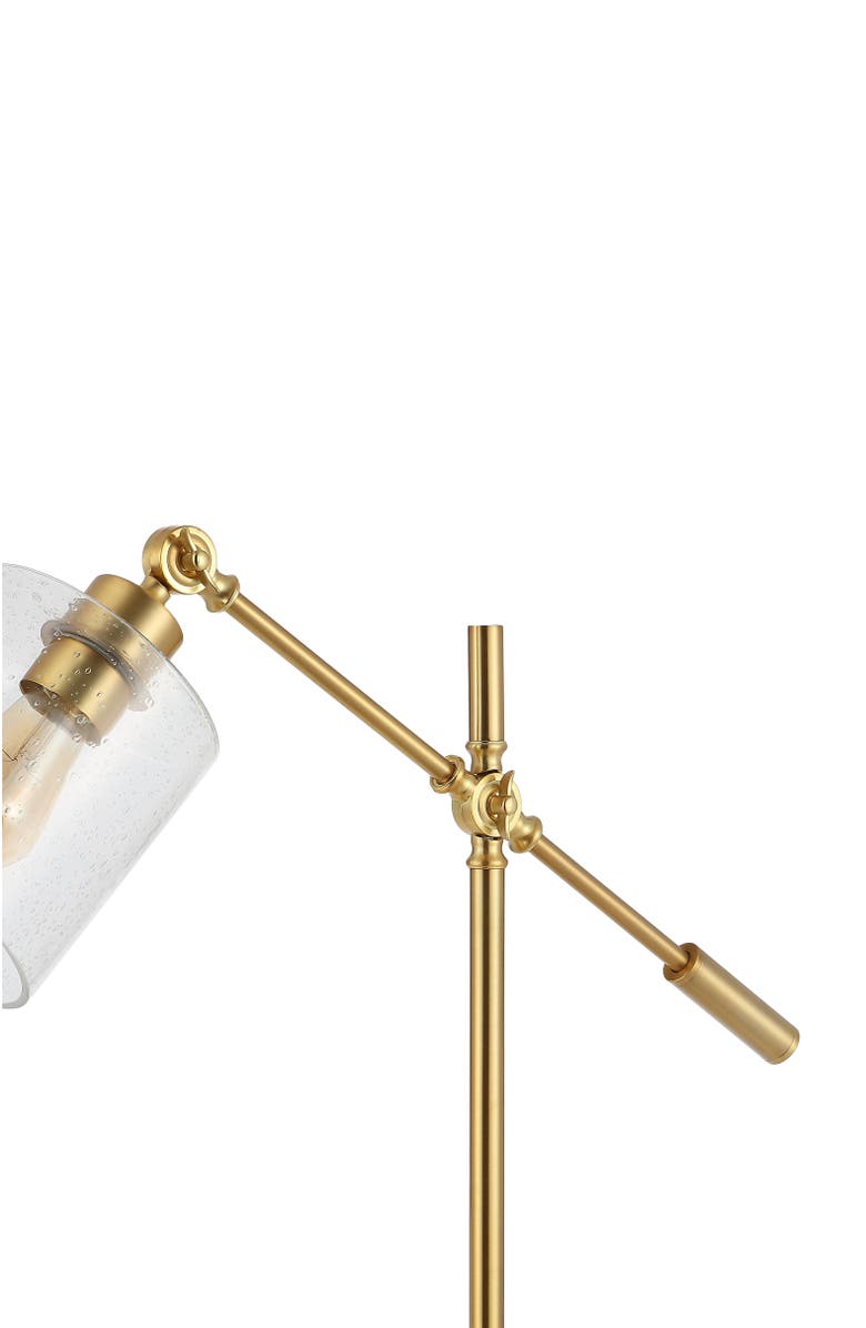 JONATHAN Y Kathryn Classic 23" Iron/Seeded Glass Adjustable Head Modern USB Charging LED Task Lamp, Brass Gold, Alternate, color, Brass Gold