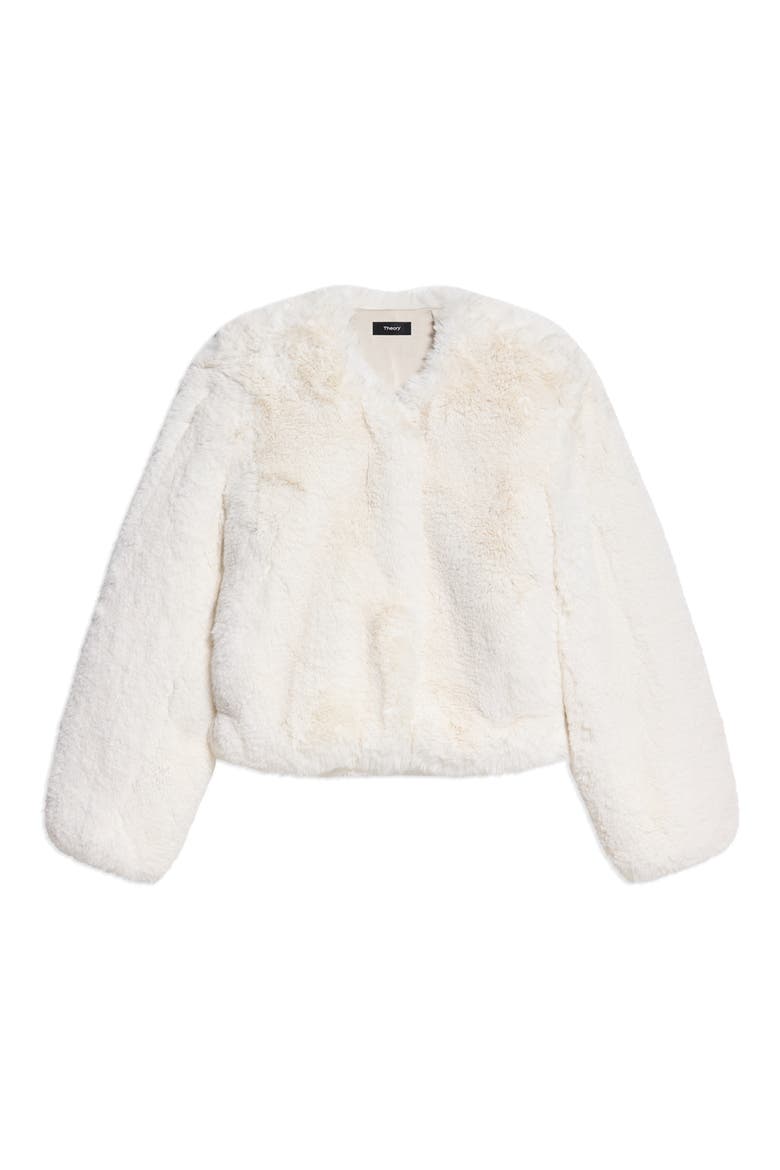Faux Fur V-Neck Jacket, Main, color, IVORY