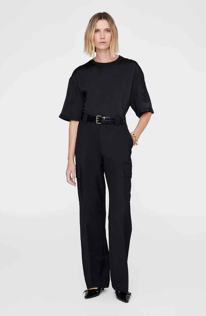 ANINE BING Mila Embossed Black Belt, Alternate, color, 