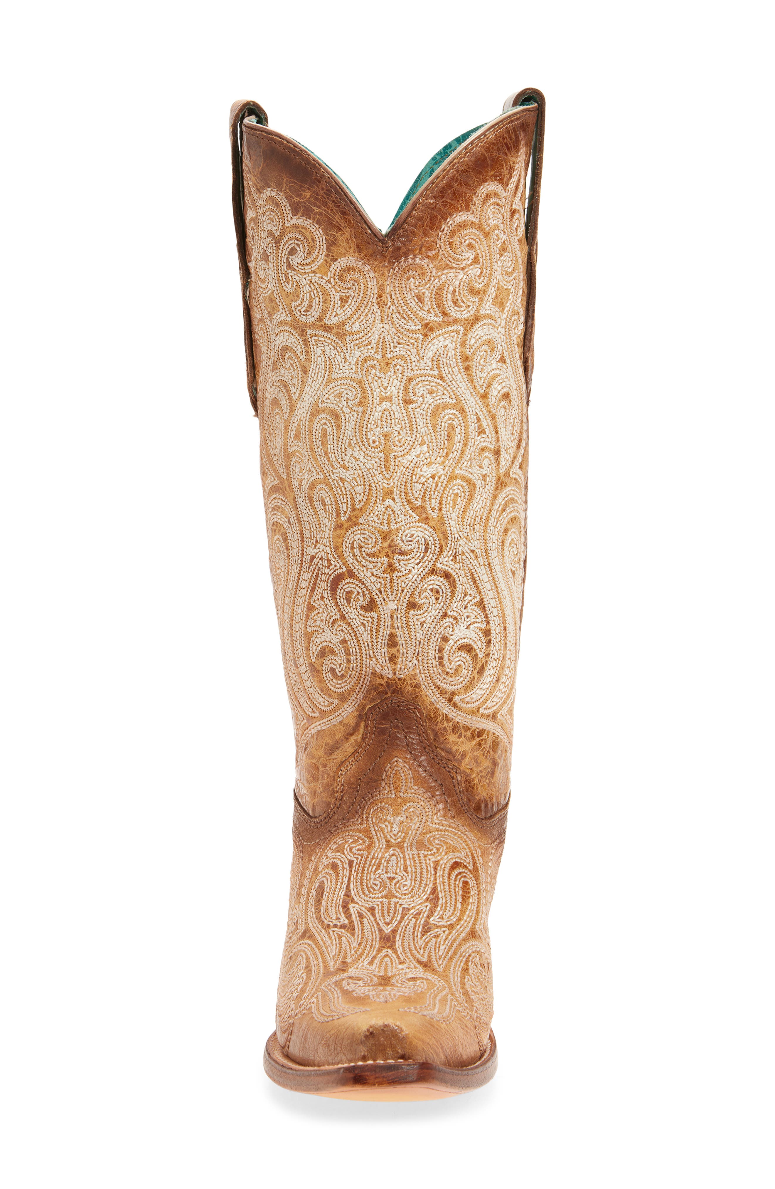 CORRAL Crackled Knee High Western Boot, Alternate, color, Straw