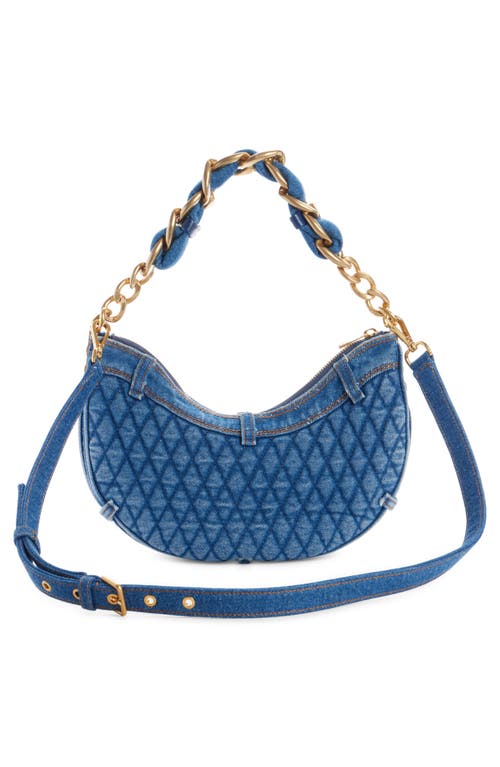 Balmain 1945 Soft Moon Quilted Denim Hobo Bag In 6ff Denim