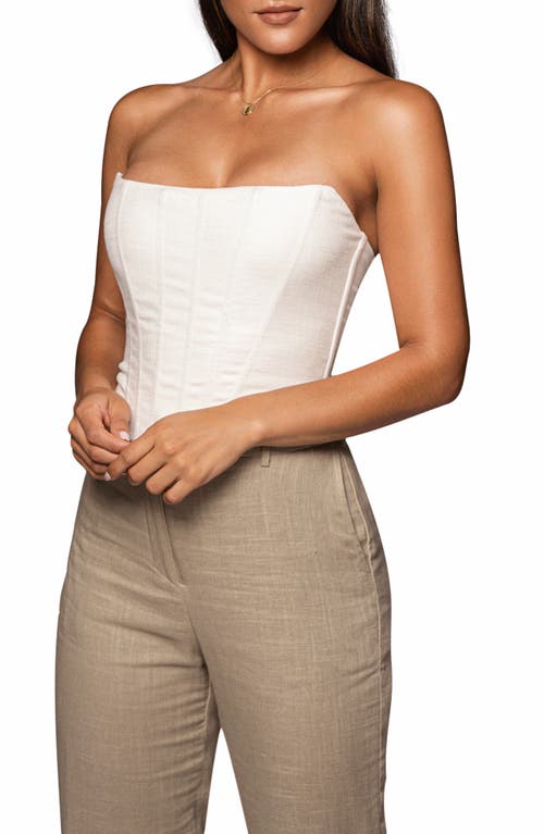 Jluxlabel Fenix Strapless Cotton & Linen Corset Top In White