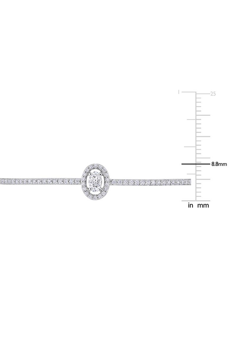 Moissanite Halo Adjustable Bolo Bracelet, Alternate, color, Sterling Silver