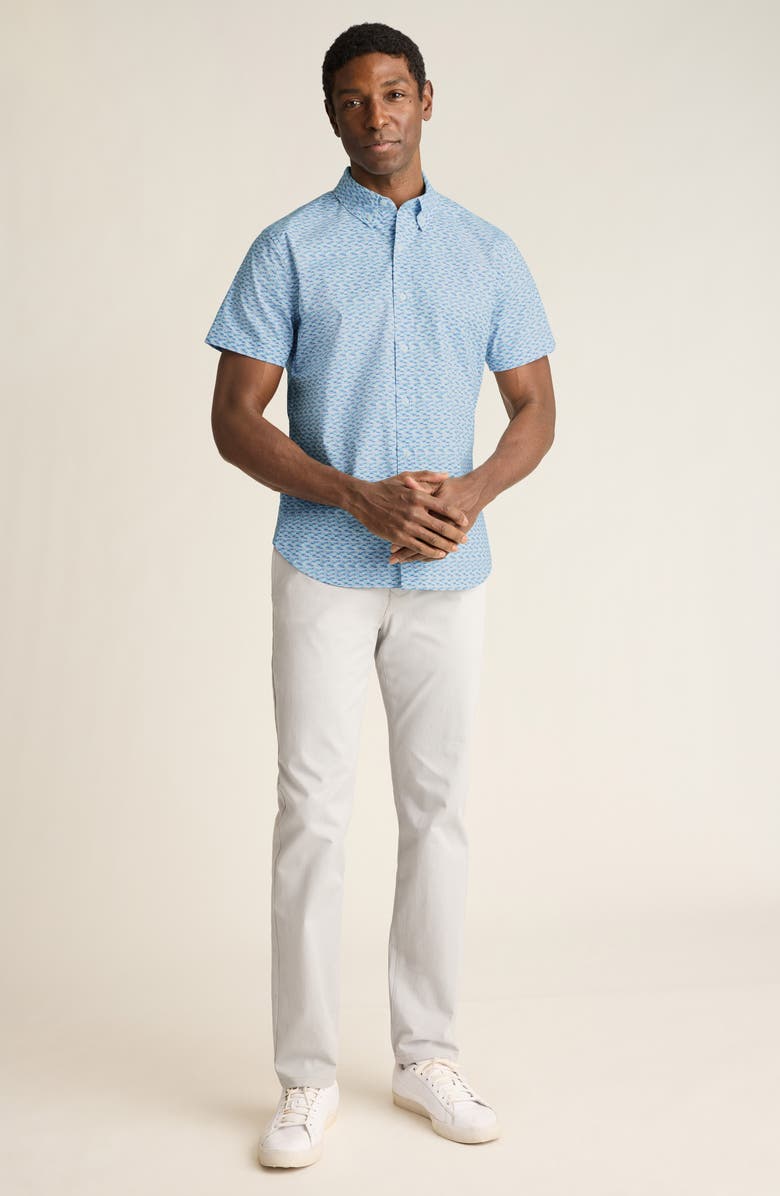 Bonobos Fish Party Slim Fit Short Sleeve Button-Down Shirt, Alternate, color, Blue/ Lavendar Fish