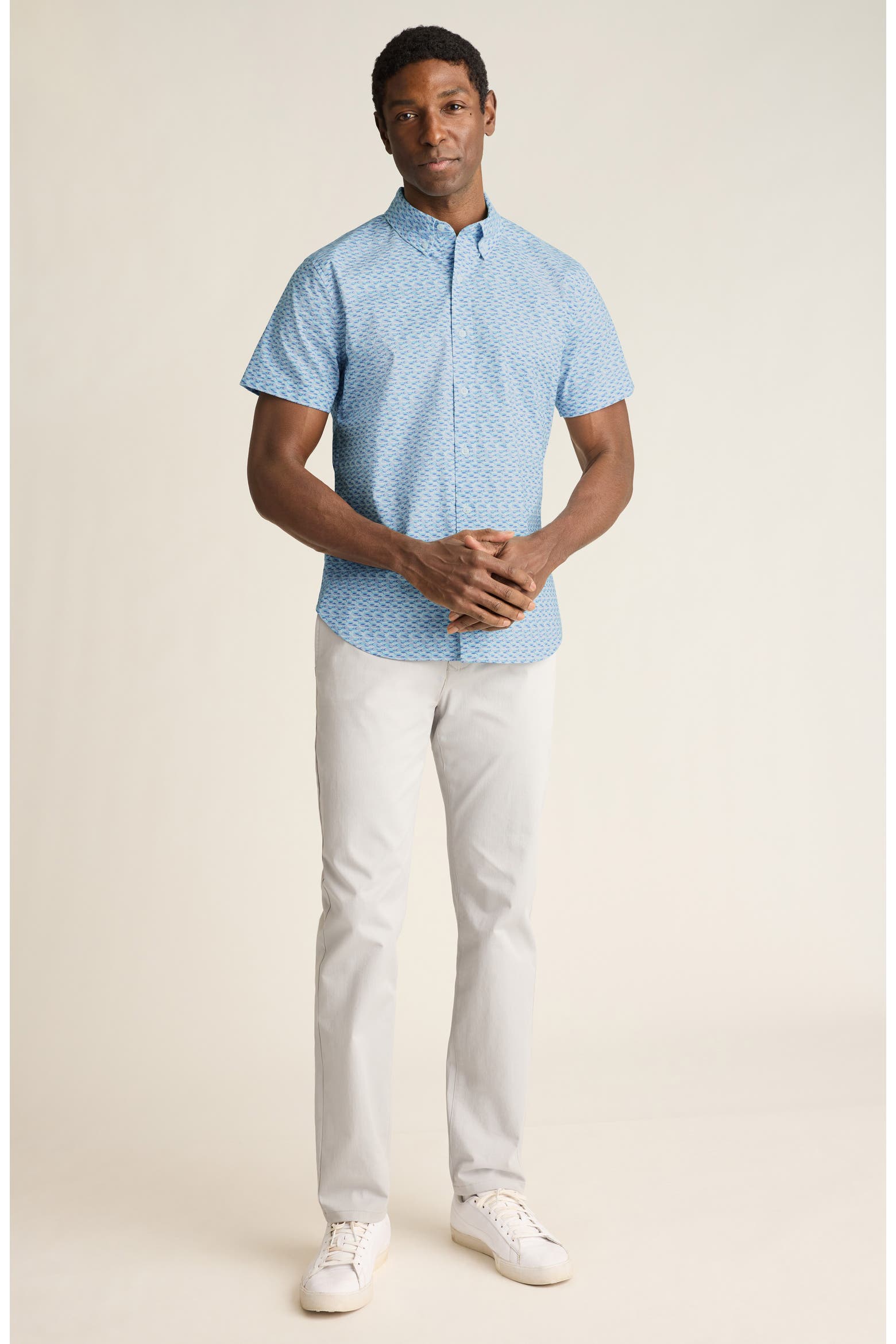 Slim Fish Bonobos Fish Party Slim Fit Short Sleeve Button-Down Shirt (Men ...