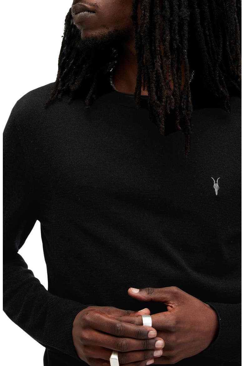 Mode Merino Wool Crewneck Sweater, Alternate, color, BLACK
