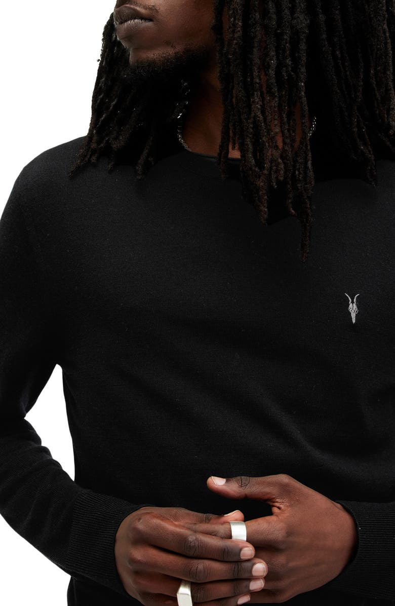 AllSaints Mode Merino Wool Crewneck Sweater, Alternate, color, Black