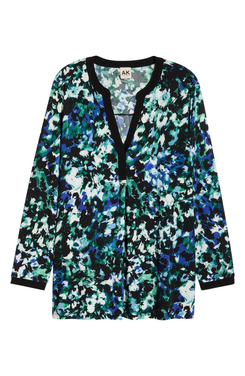 AK ANNE KLEIN Split Neck Tunic, Alternate, color, Anne Black Mutli