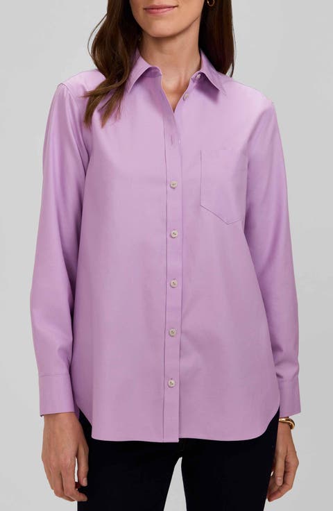 Non-Iron Boyfriend Button-Up Shirt