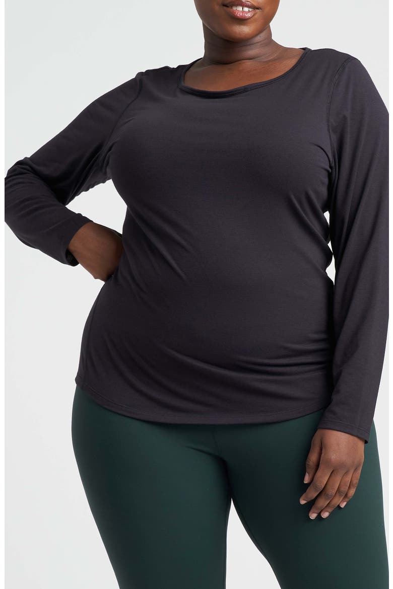 Mia Movement Long Sleeve Top, Main, color, BLACK