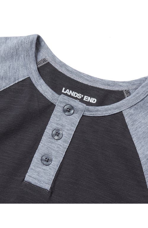 Lands' End Boys Short Sleeve Henley T-shirt In Black