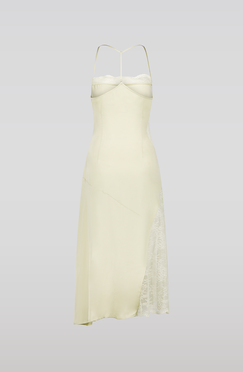 Saemdi Lace Trim Midi Dress In Gold