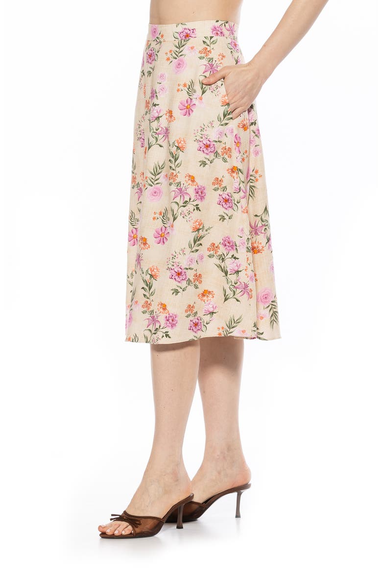 Mabel Floral Midi Skirt, Alternate, color, PINK FLORAL