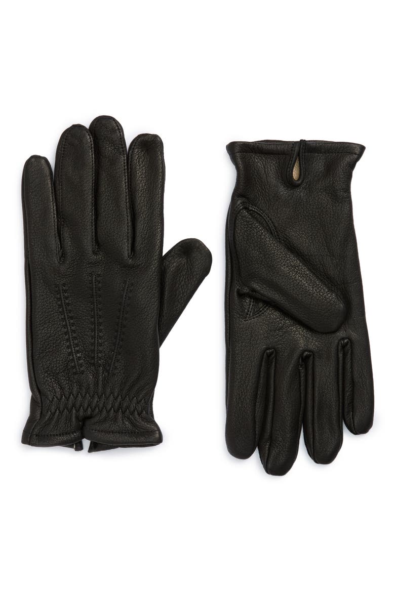 Deerskin Leather Gloves, Main, color, BLACK