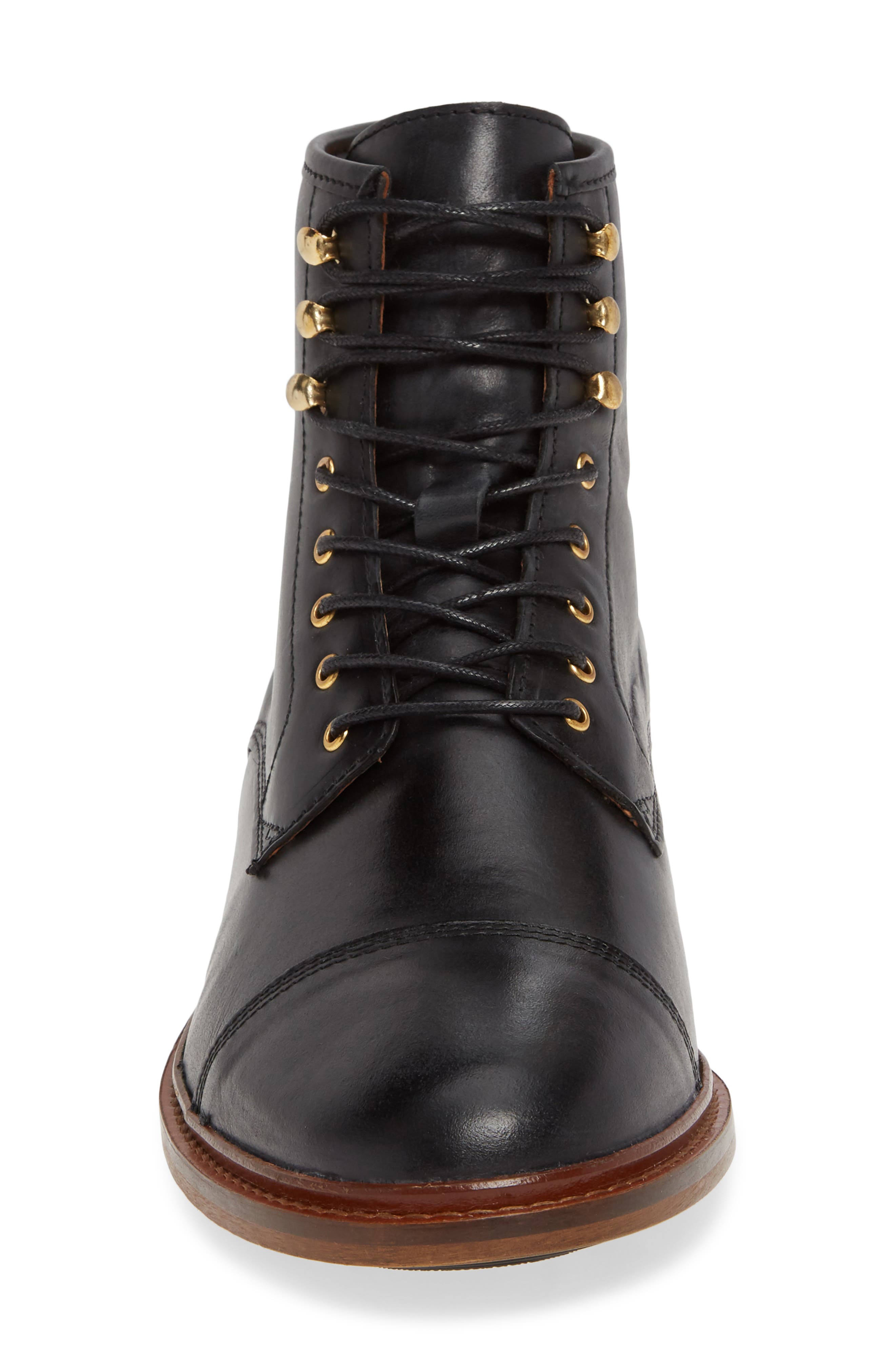 Curtis Cap Toe Boot, Alternate, color, BLACK LEATHER