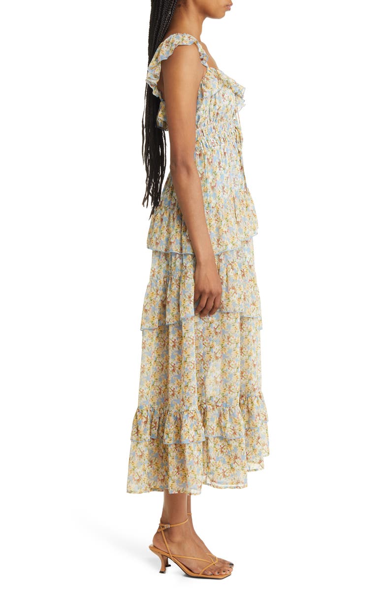 FLORET STUDIOS Floral Ruffle Tiered Chiffon Dress, Alternate, color,