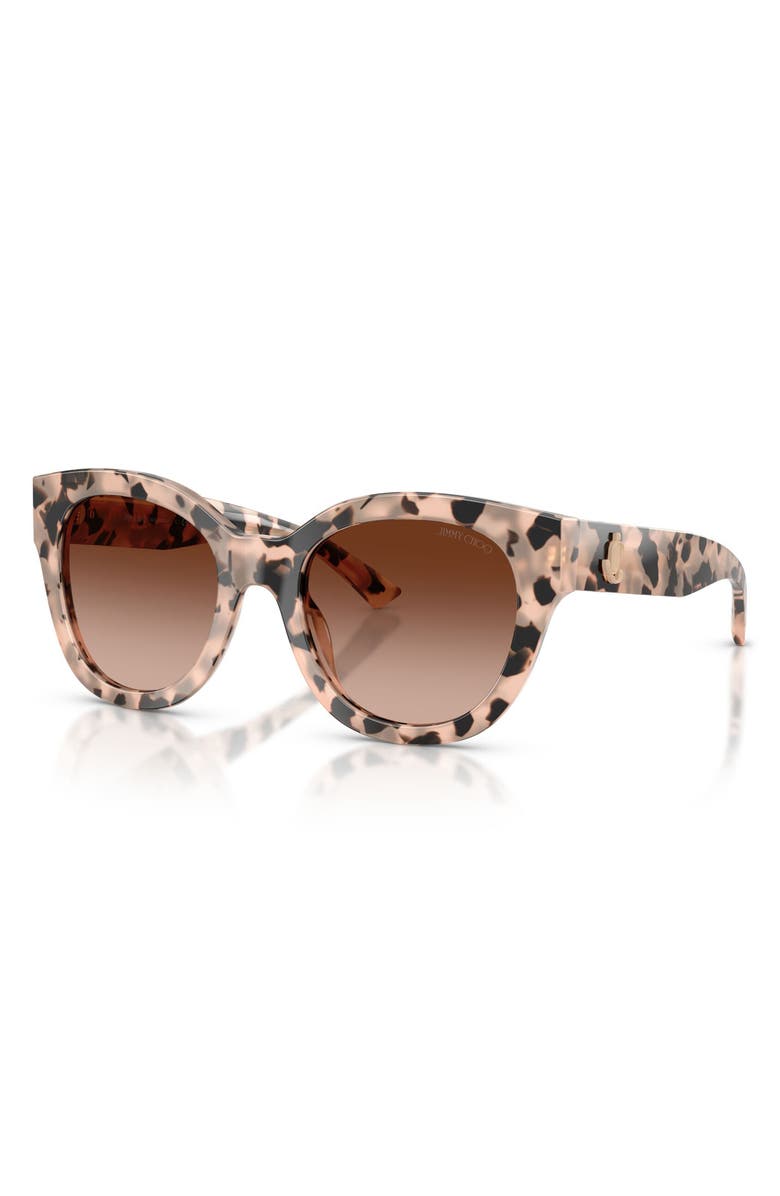 Jimmy Choo 51mm Gradient Round Sunglasses, Alternate, color, Pink Havana / Gradient Brown
