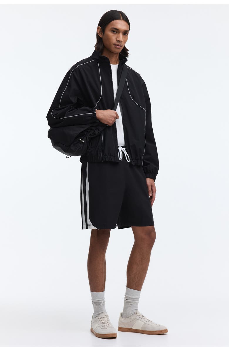 H&M Regular Fit Track Shorts, Alternate, color, Black/Color Block