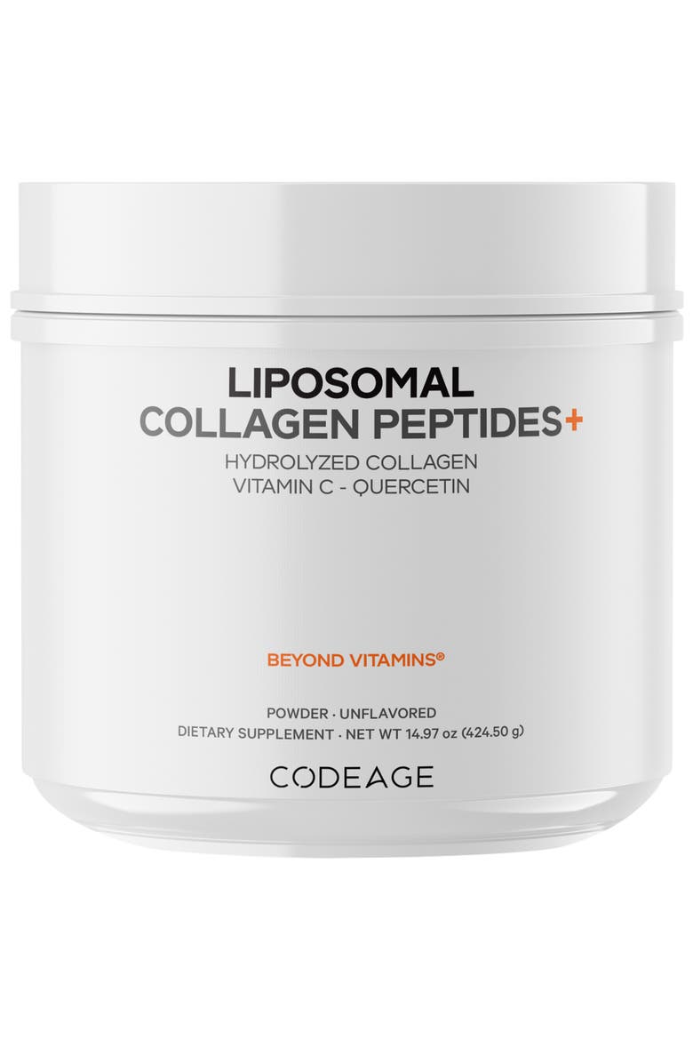 Liposomal Collagen Peptides Powder + Vitamin C, Main, color, White
