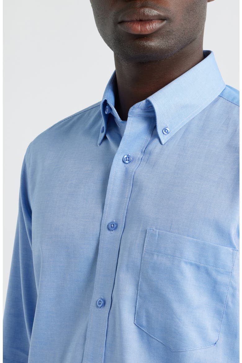 Regular Fit Blue Cotton Button-Down Oxford Shirt, Alternate, color, BLUE