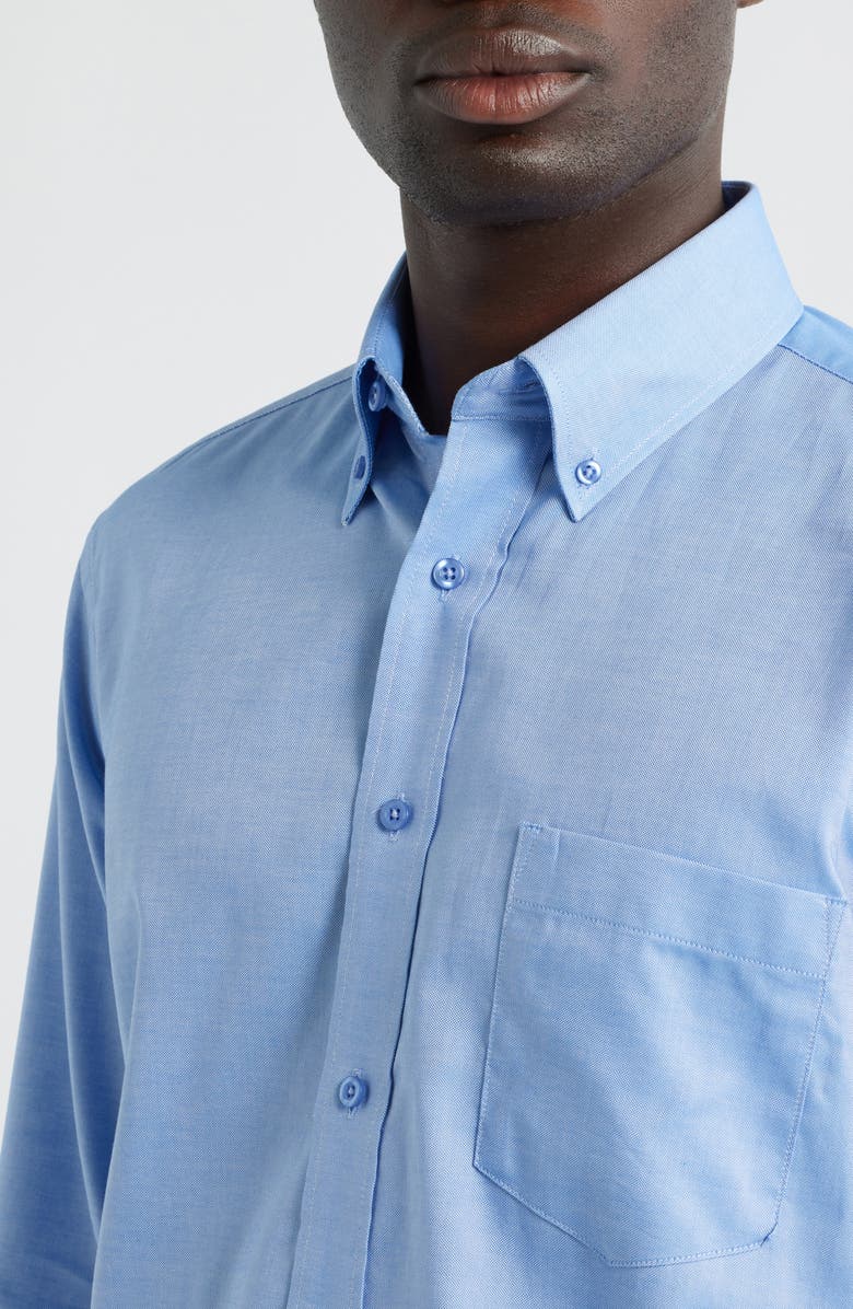 Roffe Accessories Eagle Regular Fit Blue Cotton Button-Down Oxford Shirt, Alternate, color, Blue