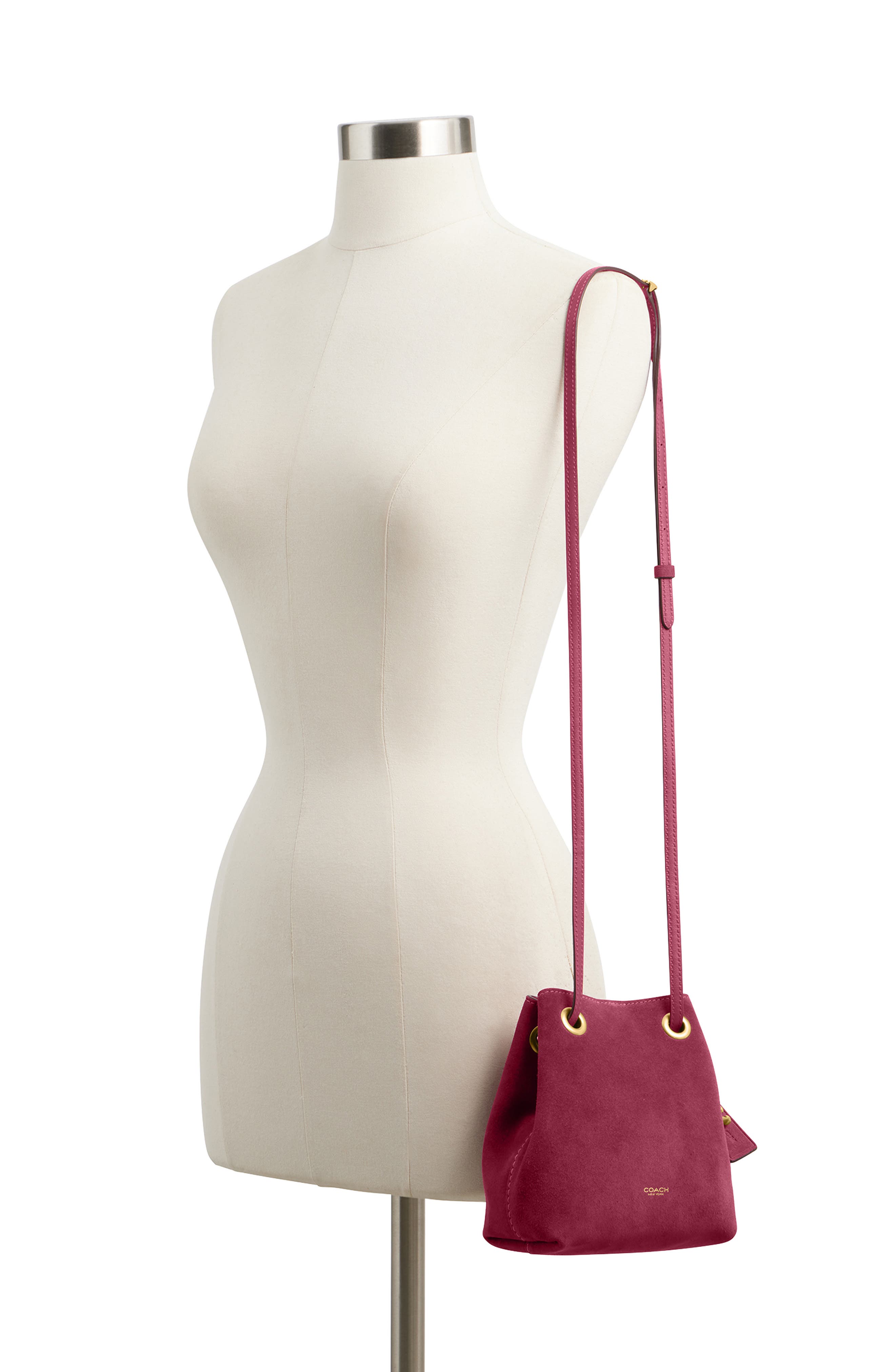 Jade Drawstring Bucket Bag, Alternate, color, DARK FUCHSIA