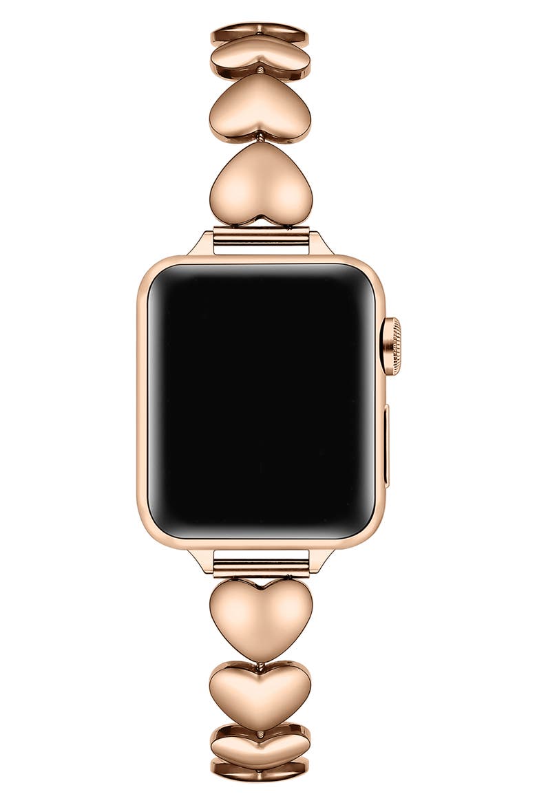 Lover Heart Steel Apple Watch® Bracelet Watchband, Alternate, color, ROSE GOLD