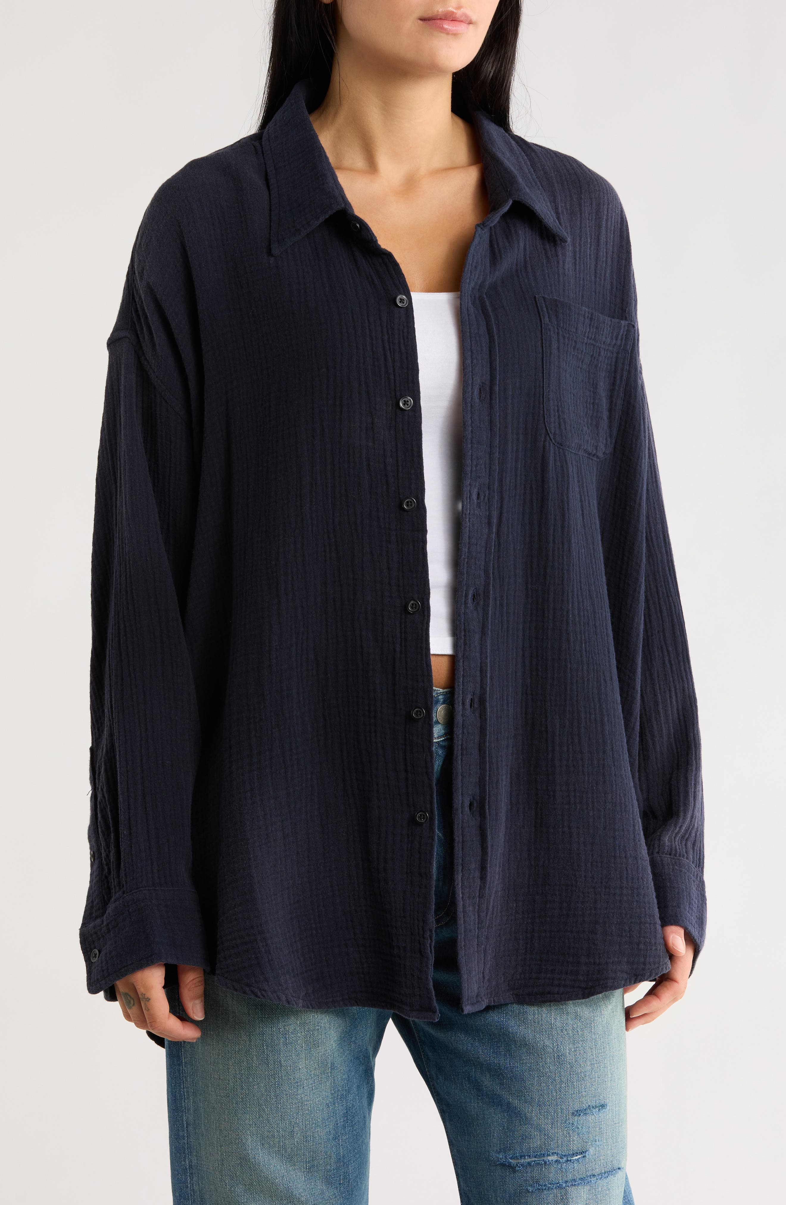 DENIMIST Cotton Gauze Button-Up Shirt