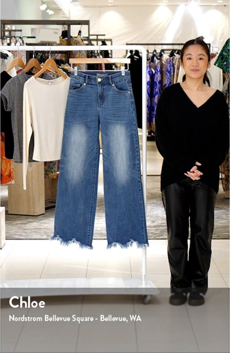 'Ab'Solution Raw Hem Wide Leg Jeans, sales video thumbnail