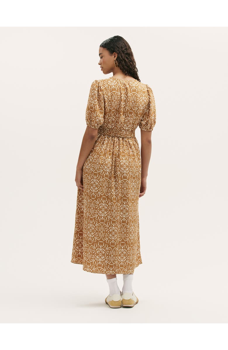 Finery London Kiara Printed V-Neck Midi Dress, Alternate, color, Brown Batik