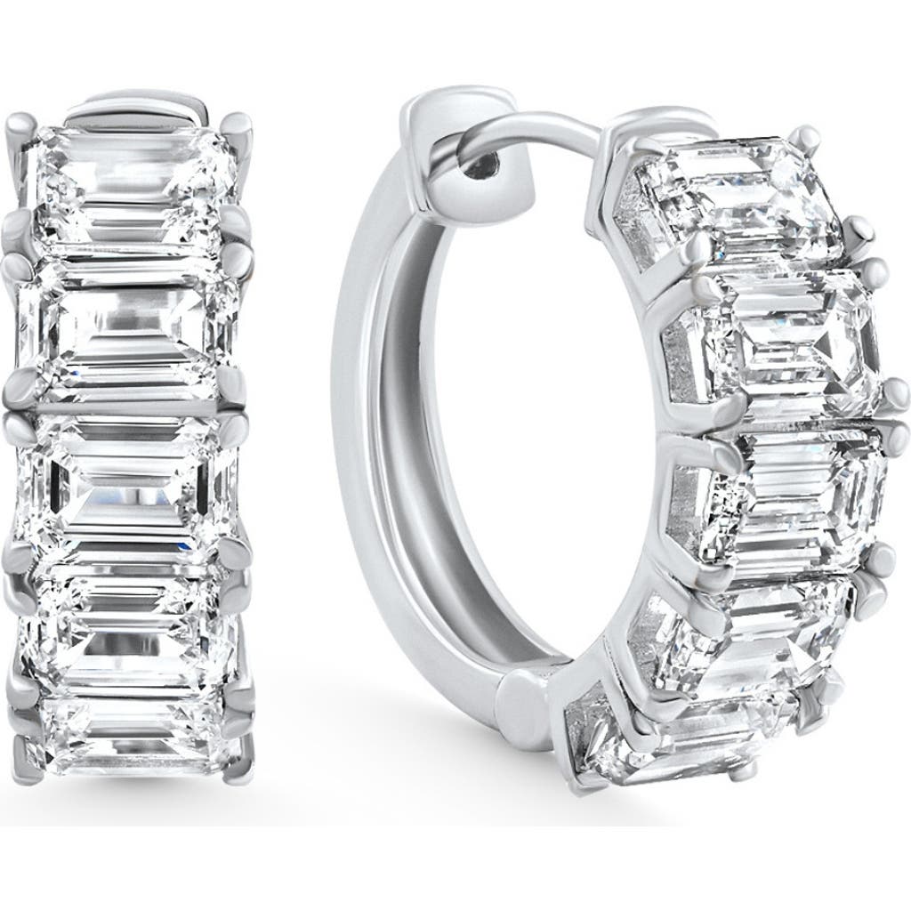 Bliss Diamond 6.30ct Emerald Cut Diamond Hoops 14k Gold Lab Grown Earrings 3/4" In White Gold