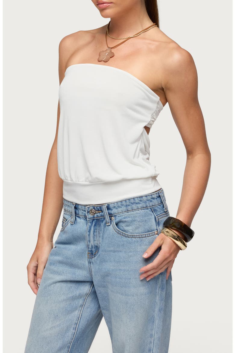 Lanah Strapless Back Cutout Top, Alternate, color, WHITE