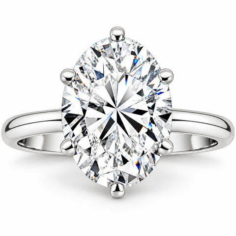Certified 3ct Platinum Oval Diamond 6-prong Solitaire Engagement Ring Lab Grown