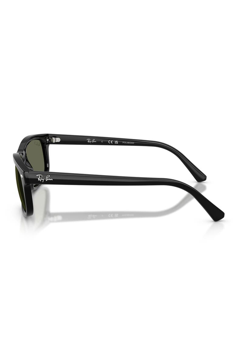 60mm Polarized Rectangular Sunglasses, Alternate, color, BLACK / POLAR GREEN