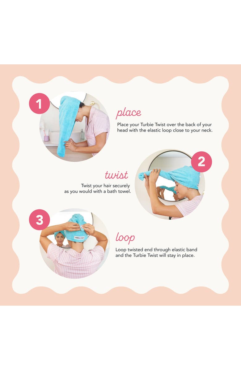 TURBIE TWIST 4 Pack Microfiber Hair Towel, Straight, Wavy, Curly Hair, Alternate, color, Purple