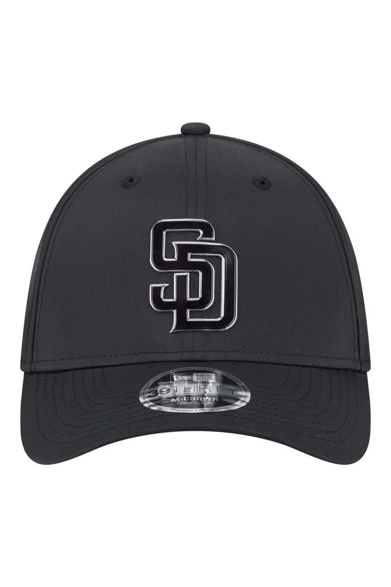 Men's New Era  Black San Diego Padres Metallic 39THIRTY M-Crown Flex Hat, Alternate, color, Black