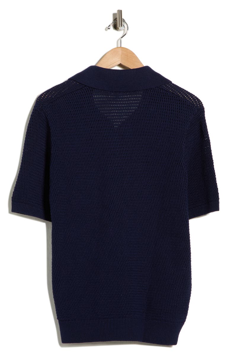 FRAME Cotton & Silk Polo Sweater, Alternate, color, Navy