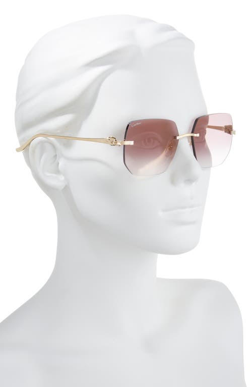 Cartier 55mm Gradient Rimless Rectangular Sunglasses