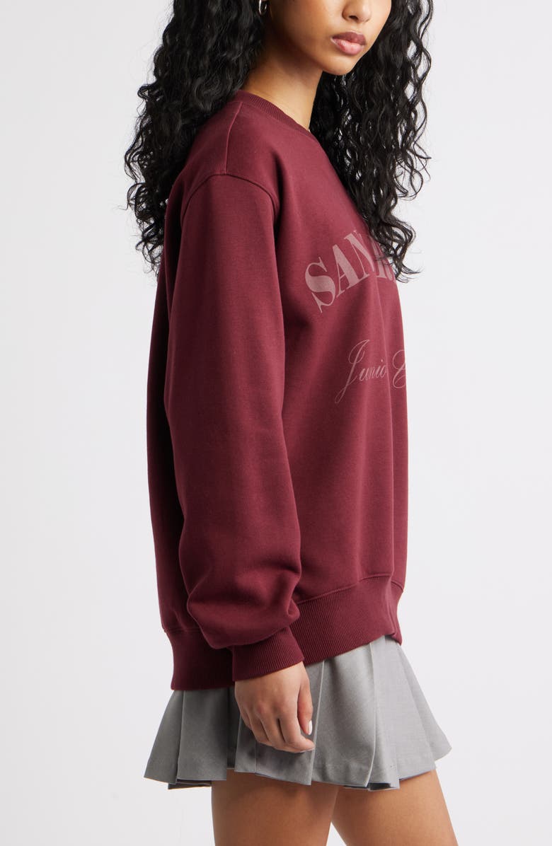 BP. Oversize Crewneck Graphic Sweatshirt, Alternate, color, Burgundy San Marino