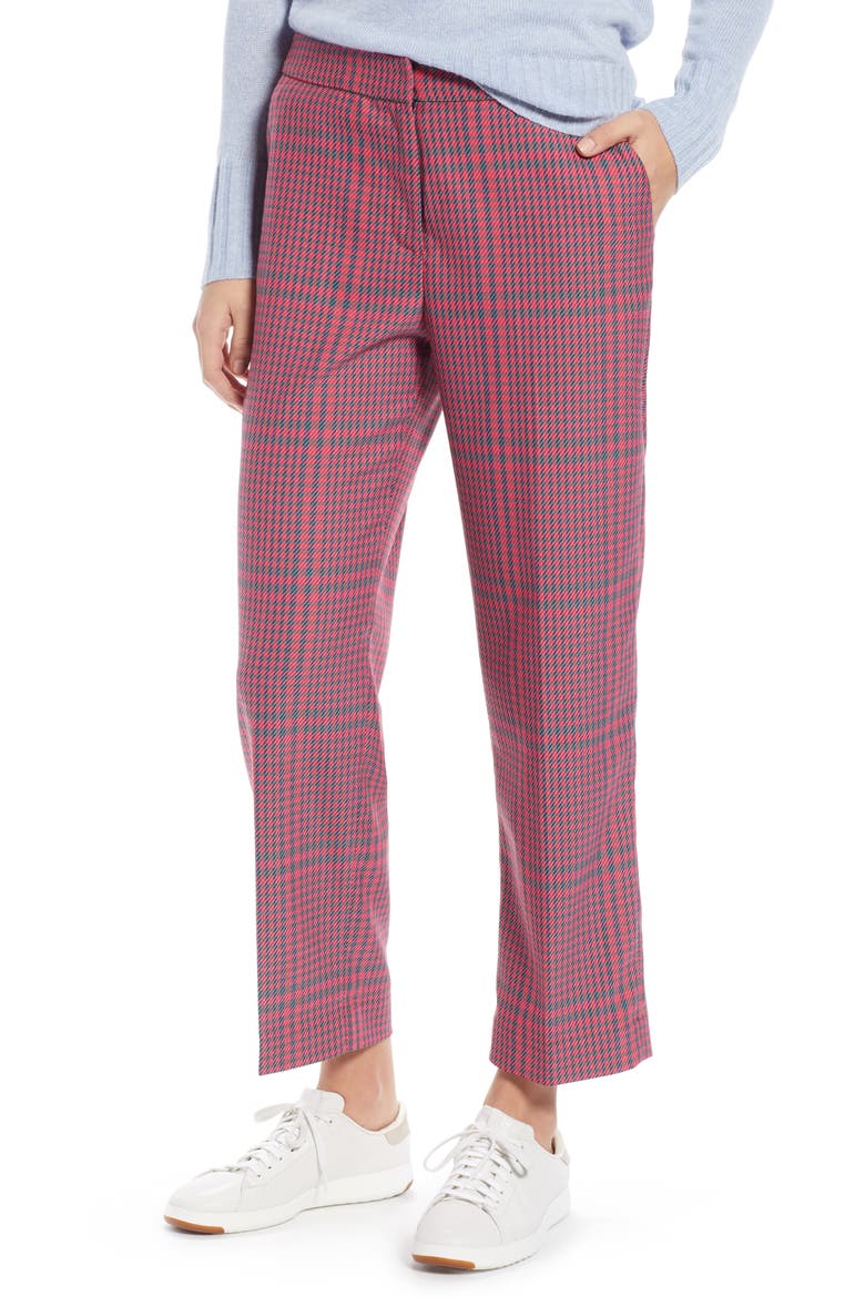 Straight Leg Plaid Pants, Main, color, PINK SIMONE PLAID