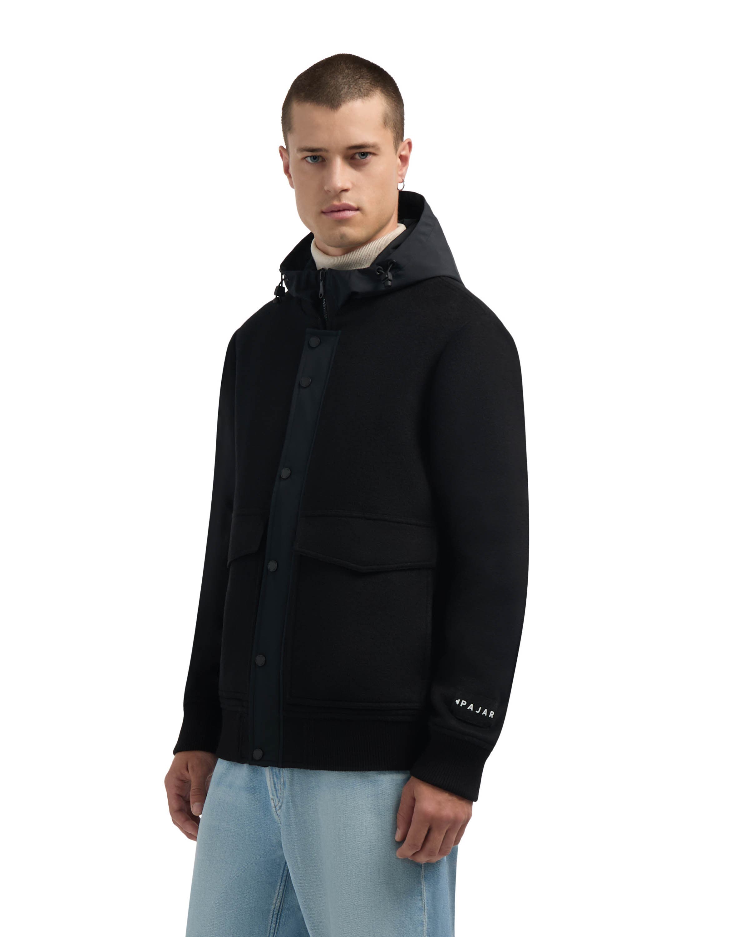 Hader Wool Blend Bomber Jacket with Removable Hooded Bib - image 2