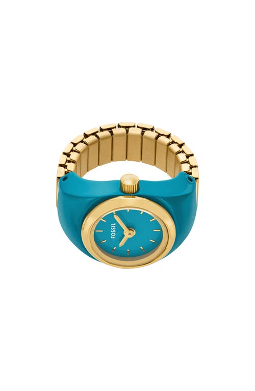 Fossil Women's Two-hand Gold-tone Stainless Steel Ring Watch, 15mm In Blue