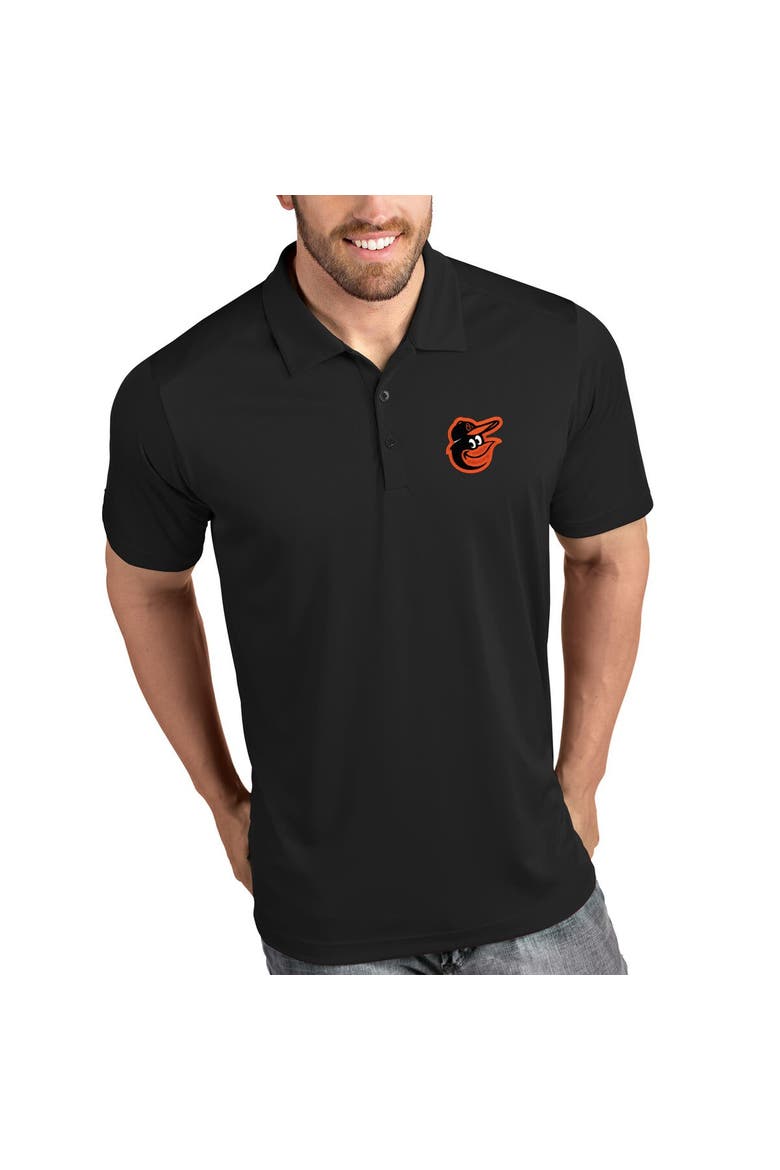Men's Antigua Black Baltimore Orioles Tribute Polo, Alternate, color, Black