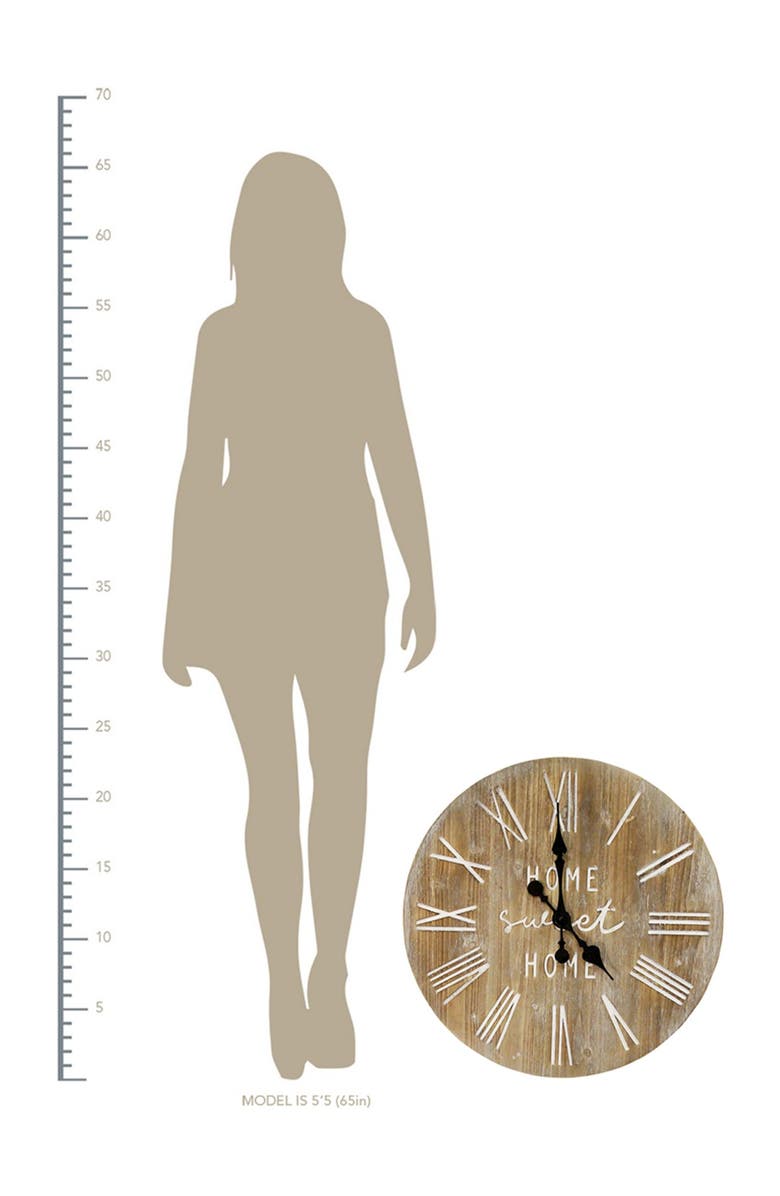 STRATTON HOME DECOR 23" Wood Dale Wall Clock, Alternate, color,